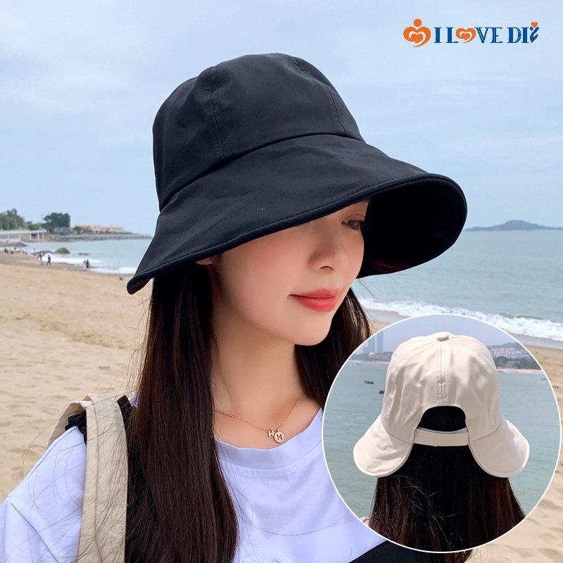 Nón Panama Rộng Vành Thoáng Khí Có Dây Rút Tùy Chỉnh Thoải Mái Thời Trang Xuân Hè