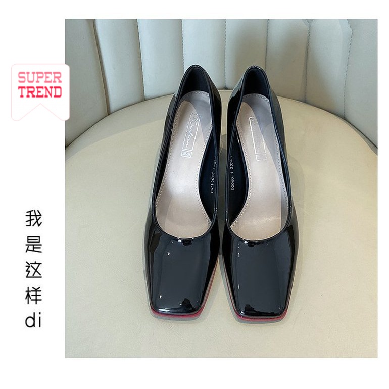 Giày mũi vuông gót cao 8cm hợp thời trang cho nữ