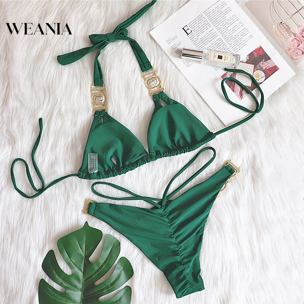 Bộ Đồ Bơi Cổ Chữ V Đính Đá Lấp Lánh Quyến Rũ Cho Nữ