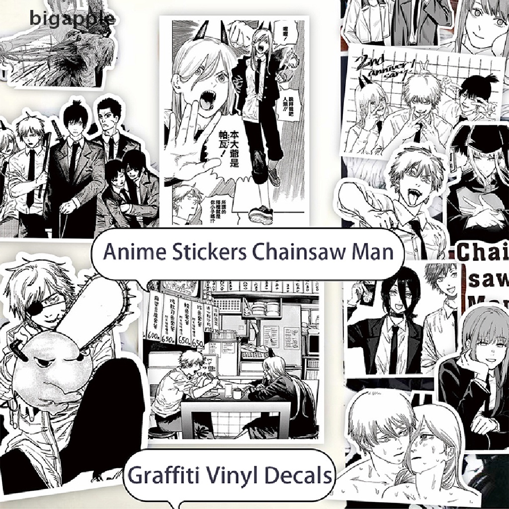 Set 50 Sticker Họa Tiết Anime Màu Trắng Đen Chống Thấm Nước Để Trang Trí Laptop