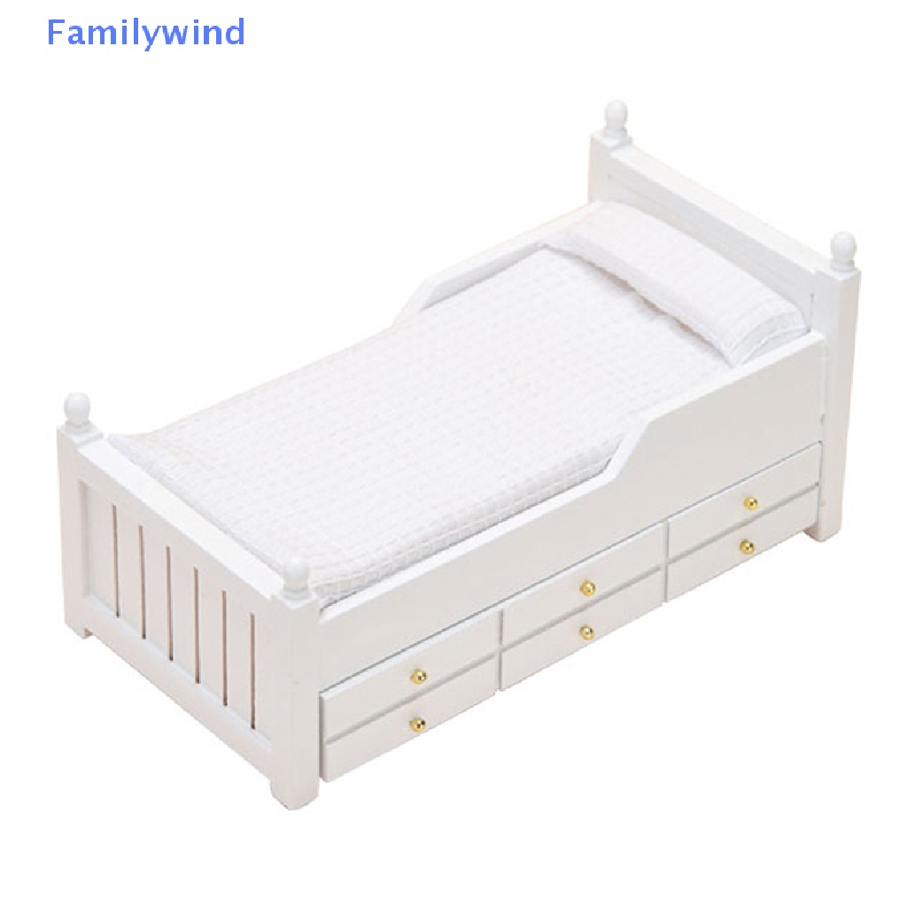 Giường Ngủ Màu Trắng Có Ngăn Kéo Phong Cách Châu Âu 1: 12 Trang Trí Nhà Búp Bê