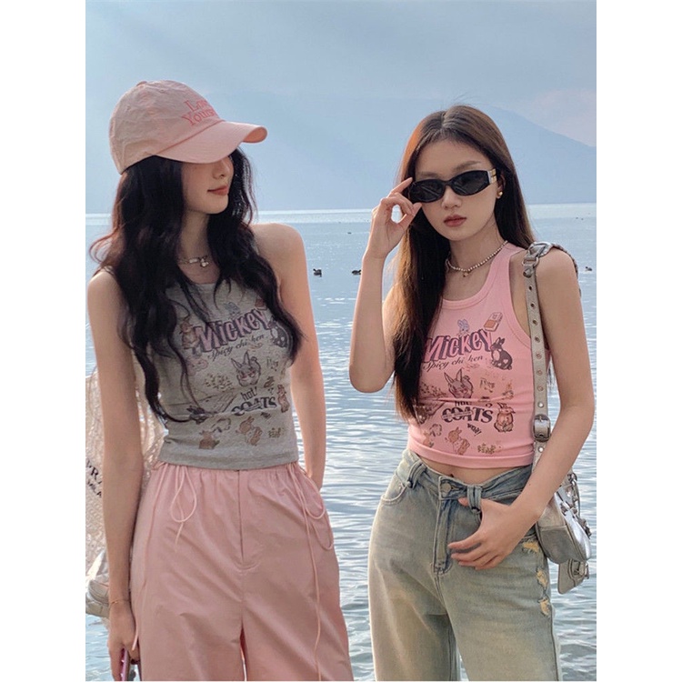 COZOK Áo Sát Nách Dáng Ôm In Hoạt Hình Thời Trang Trẻ Trung