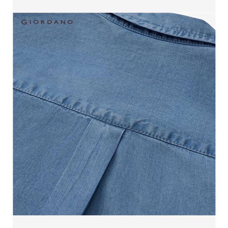 Áo sơ mi GIORDANO 05343107 vải denim tencel nhẹ tay dài dành cho nữ