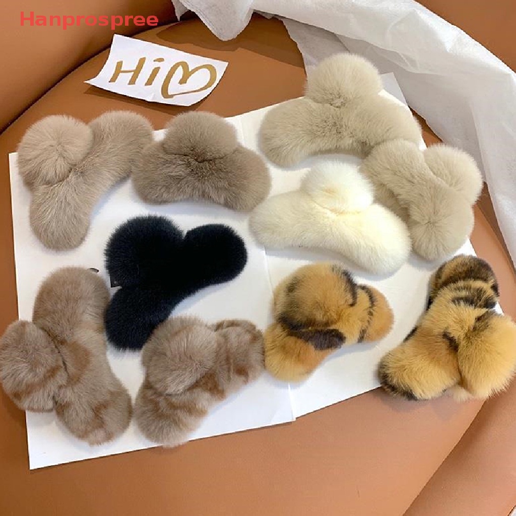 Hanprospree > Kẹp Tóc Càng Cua Cỡ Lớn Đính Lông Thỏ Cho Nữ