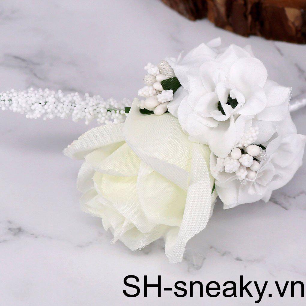 Corsage Vòng Tay Hoa Nhân Tạo Nhiều Màu Sắc Đính Nút Trang Trí Đám Cưới Cô Dâu Chú Rể