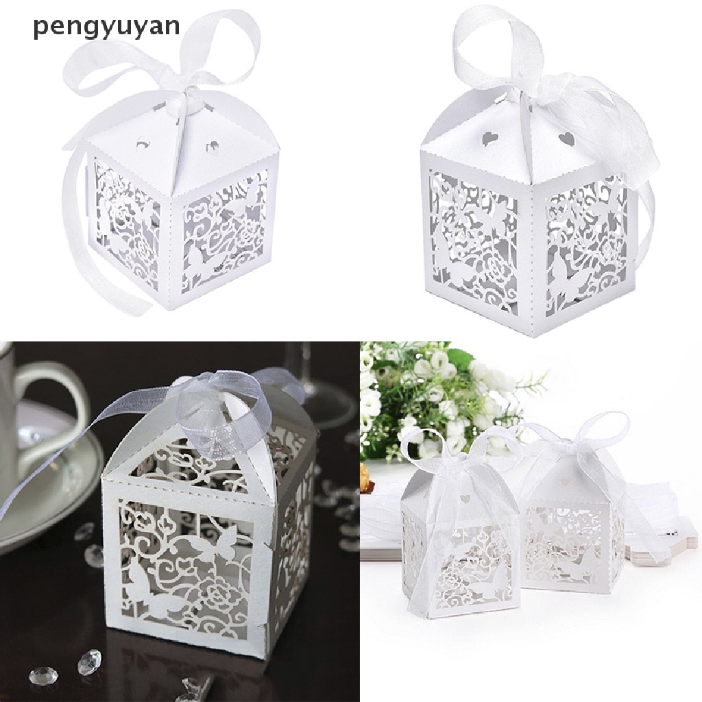 [pengyuyan] 10 / 50 / 100 Hộp Quà Giấy Hình Bướm Có Ruy Băng