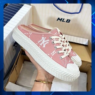 Giày sục MLB ny lười họa tiết nữ,sục mlb ny màu hồng cực chất 2022 full box bill