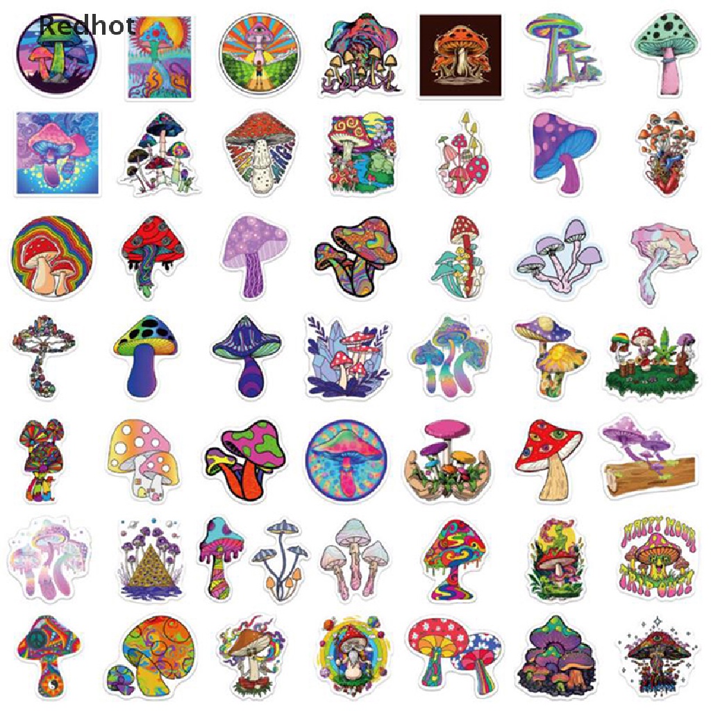 Bộ 50 Miếng Dán Hình Nấm Graffiti Trang Trí Ván Trượt / Guitar / Laptop