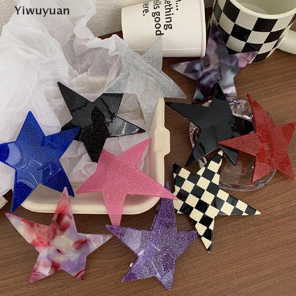 &lt; Yiwuyuan &gt; Kẹp Tóc Hình Ngôi Sao Năm Cánh Kiểu Dáng Cá Tính Dành Cho Nữ y2k