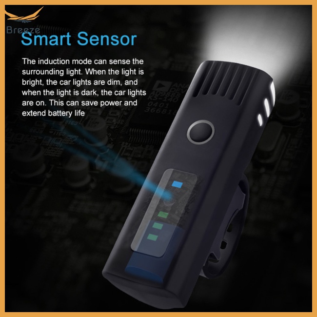 Đèn Pha Led Usb Cảm Biến Thông Minh Có Thể Sạc Lại Gắn Tay Lái Xe Đạp