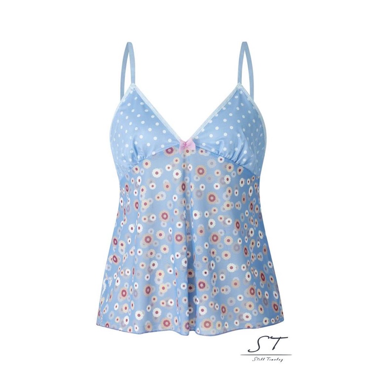 Áo Hai Dây Cổ Chữ V In Họa Tiết Hoa Thời Trang Mùa Hè CY03 Cho Nữ