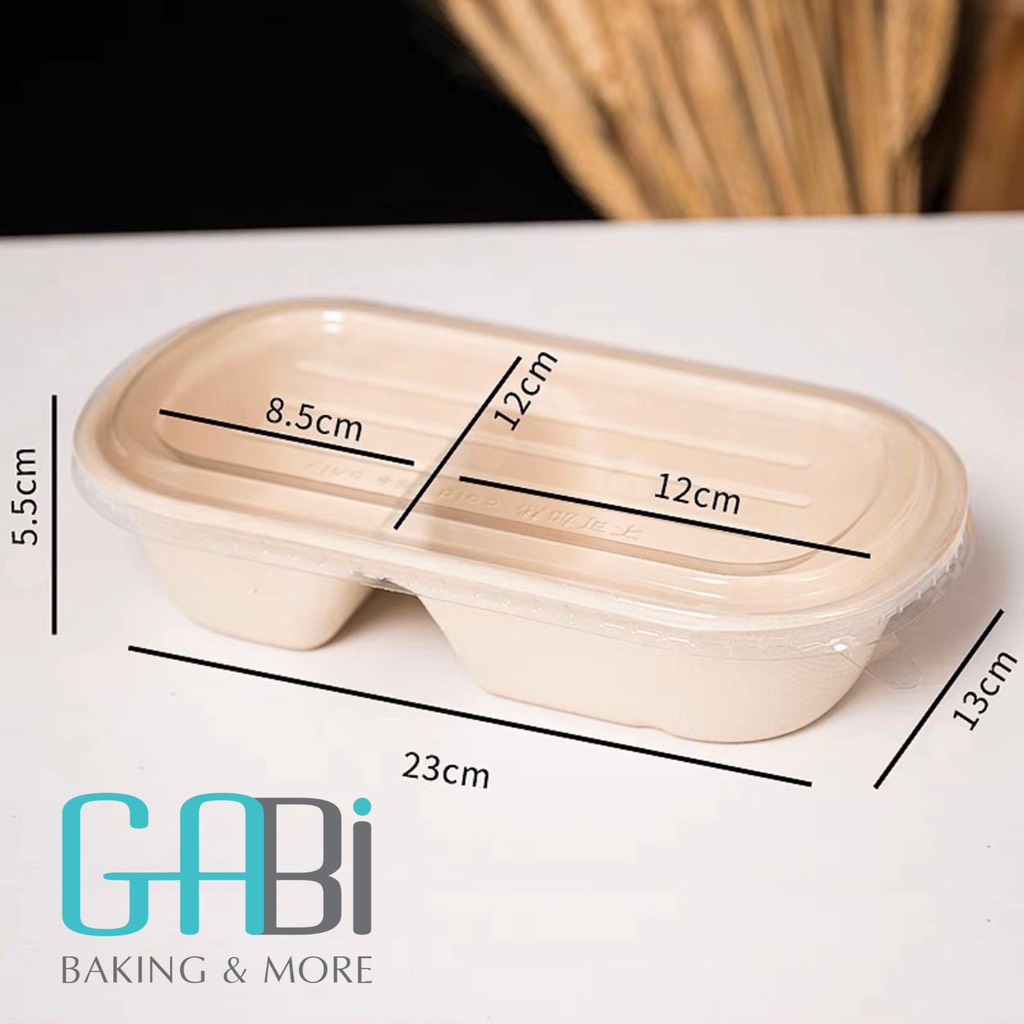 Set 50 hộp bã mía 2 ngăn nắp trong 850ml