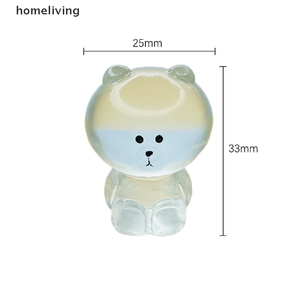 Bộ 6 Gấu Nâu Dạ Quang Ba Chiều Bằng Nhựa Resin Dễ Thương Dùng Trang Trí Diy