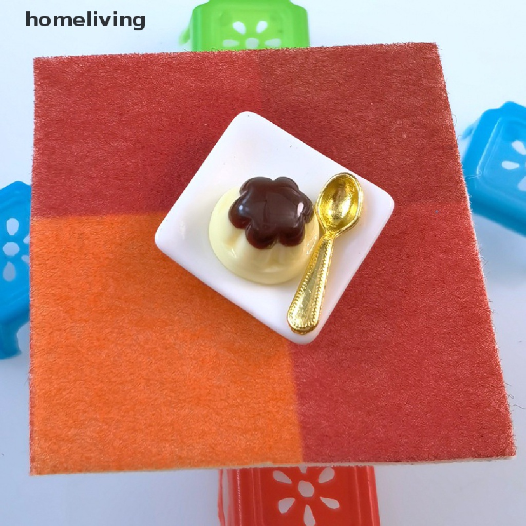 1 Bộ Mô Hình Bánh Pudding Trái Cây Tỉ Lệ 1: 12 Kèm Muỗng Trang Trí Nhà Búp Bê