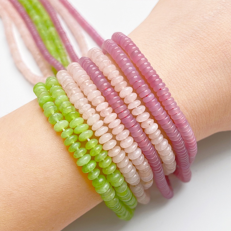 Bộ 20 Hạt Đá Tròn Dẹt Tự Nhiên Dùng Làm Trang Sức Thủ Công