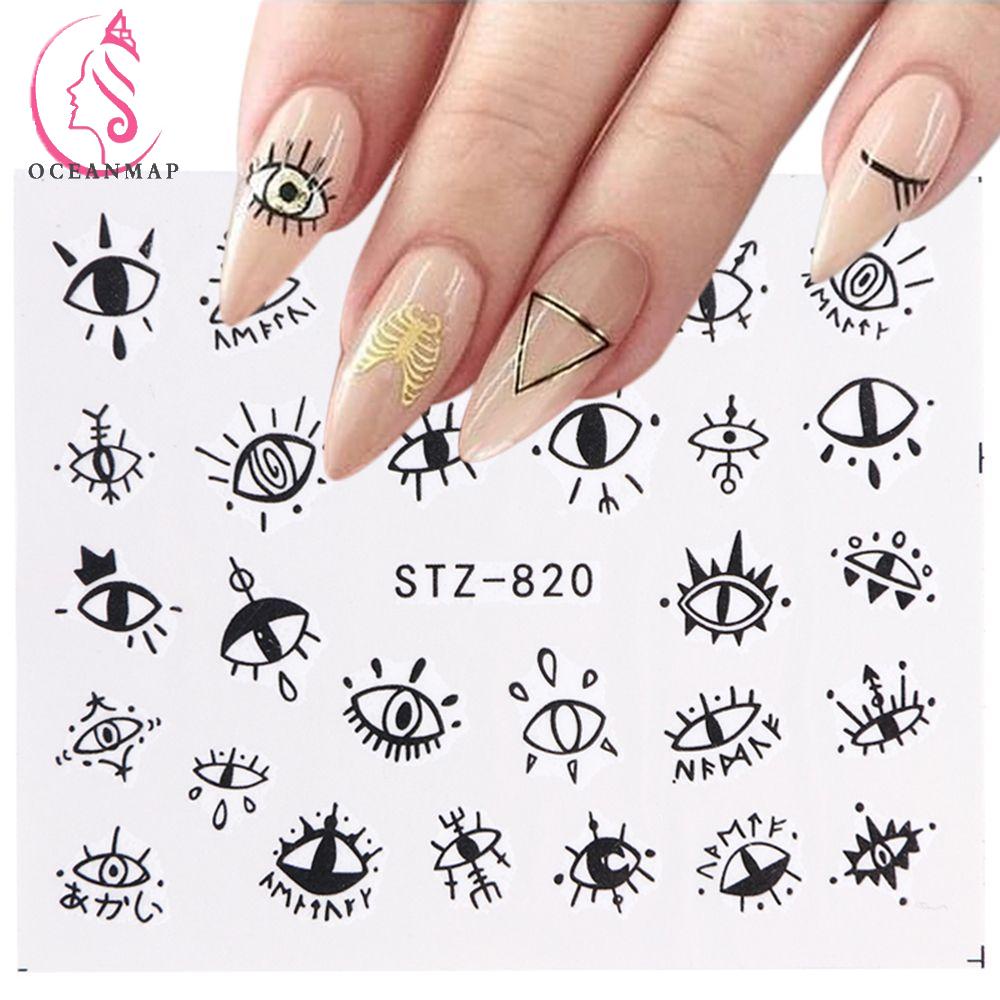 Tấm dán trang trí móng tay nghệ thuật in họa tiết mắt quỷ