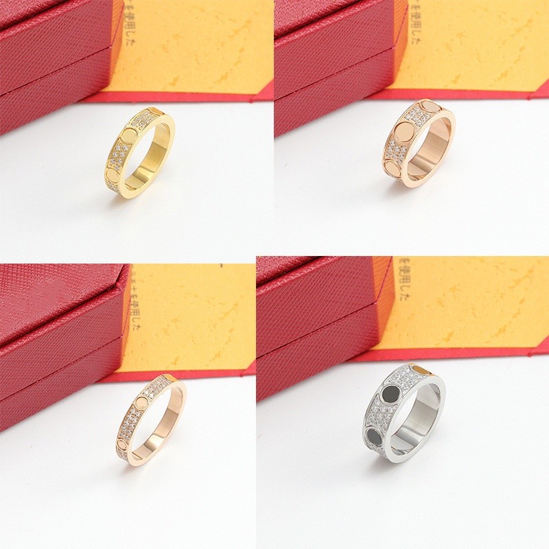 Nhẫn Thép Titan Đính Kim Cương Thời Trang Hip Hop Cổ Điển Cá Tính