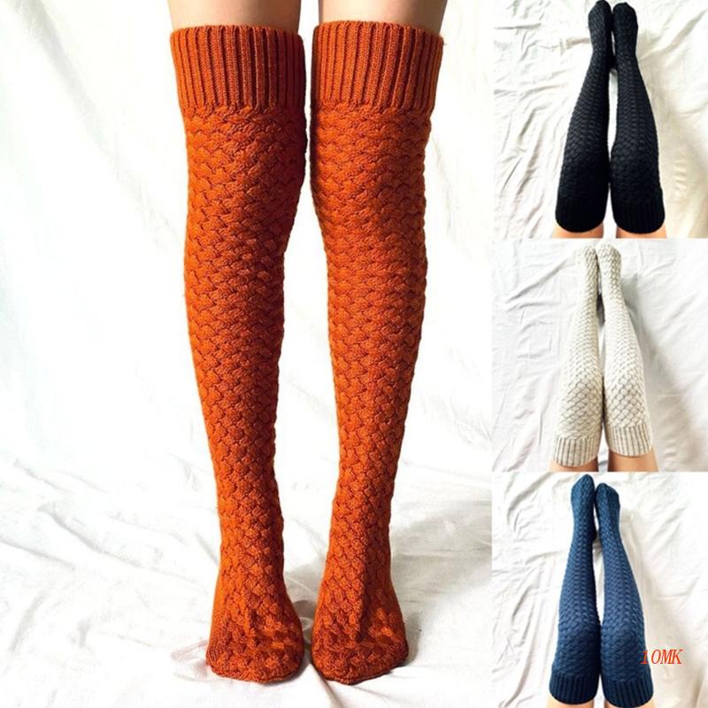 Tất Dệt Kim Dài Qua Gối Giữ Ấm Mùa Thu Đông Cho Nữ
