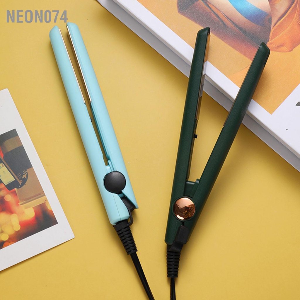 Neon074 Máy Duỗi Tóc Mini Làm Nóng Nhanh 20W Bàn Là Phẳng Di Động Phích Cắm US 110‑220V