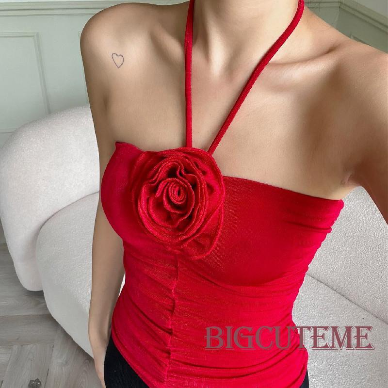 Áo Lửng Hai Dây Họa Tiết Hoa Hồng 3D Thời Trang Quyến Rũ Dành Cho Nữ