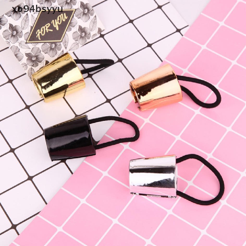 Xo94bsyu Dây Buộc Tóc Đuôi Ngựa Co Giãn Bằng Kim Loại Phong Cách Punk