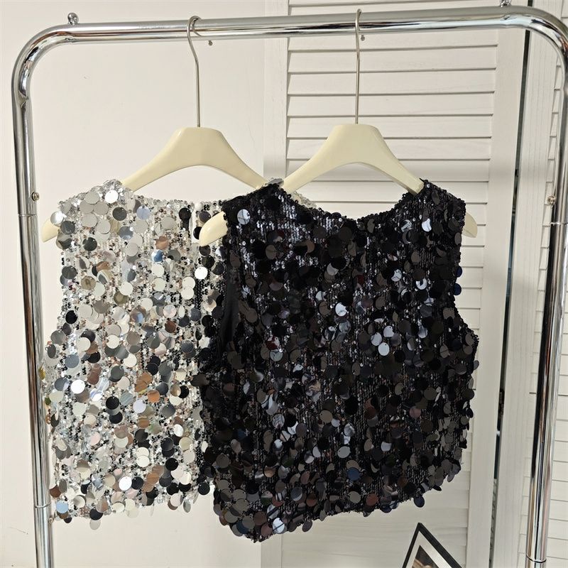 Áo Không Tay Đính Kim Sa Lấp Lánh Thời Trang Cho Nữ