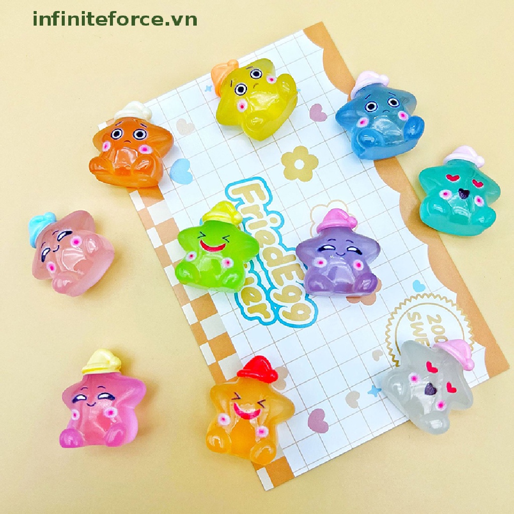 Set 2 Ngôi Sao Dạ Quang Mini Bằng Nhựa Resin Dễ Thương Dùng Trang Trí