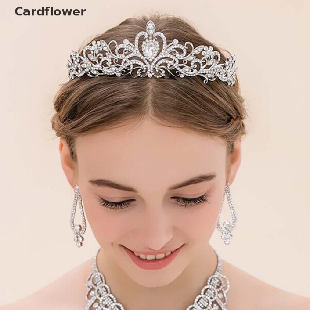 < Cardflower > Vương Miện Cài Tóc Đính Đá Dễ Thương Thanh Lịch Cho Cô Dâu Trong Ngày Cưới