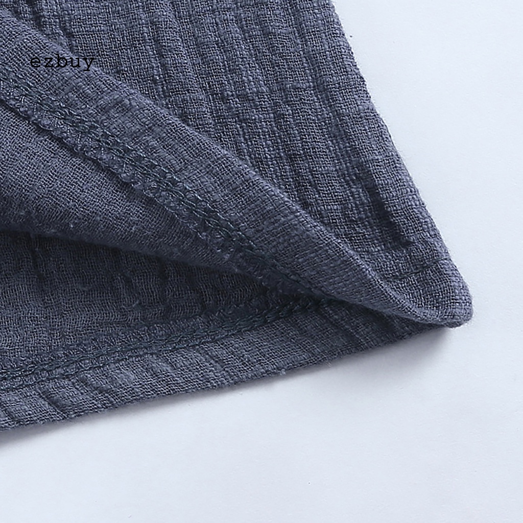 Bộ Đồ Ngủ Vải Lanh Màu Trơn Thoải Mái Thời Trang Mùa Hè Cho Bé