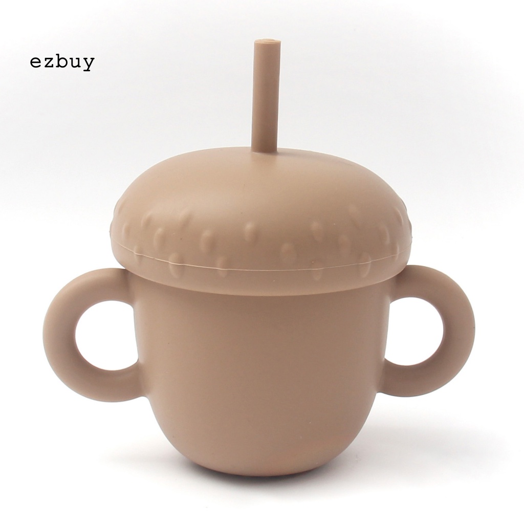 Cốc Uống Nước Silicone Có Tay Cầm Và Ống Hút Chống Tràn Cho Bé