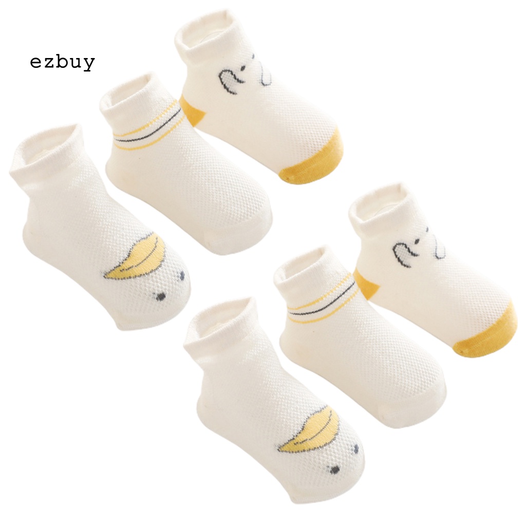 Set 3 Đôi Vớ Ngắn Chống Trượt Chống Mài Mòn Thiết Kế Hoạt Hình Đơn Giản Thời Trang Mùa Hè Cho Bé Sơ Sinh