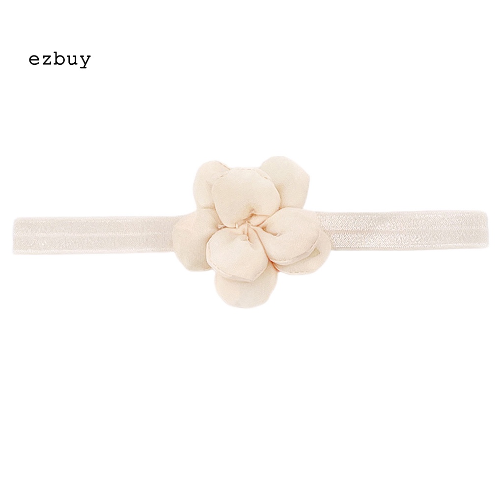 Băng Đô Cài Tóc Đính Hoa 3D Co Giãn Màu Sắc Trơn Thoải Mái Thời Trang Cho Bé Gái