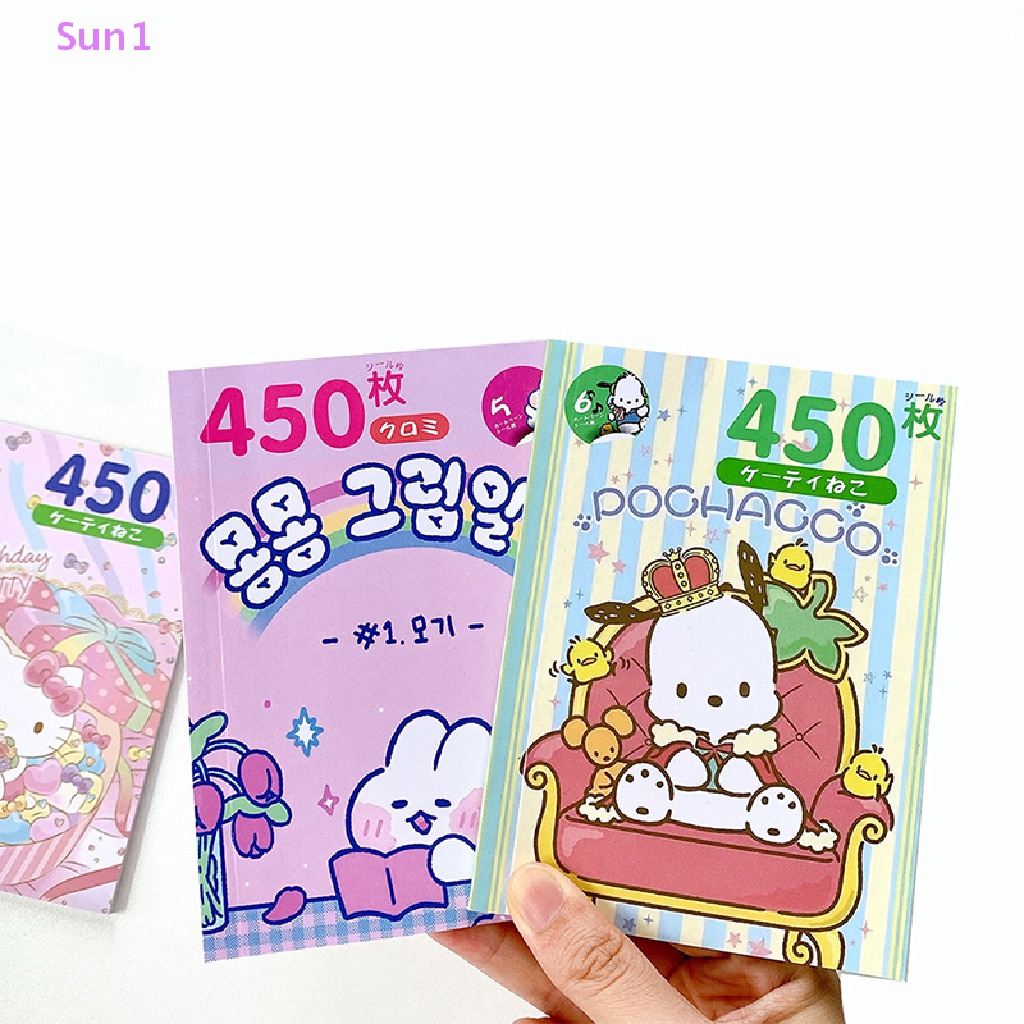 SANRIO Sun1 > 450 Miếng Dán Hoạt Hình Kuromi Melody &amp; Coogo Dễ Thương Trang Trí Điện Thoại / Sổ Tay DIY