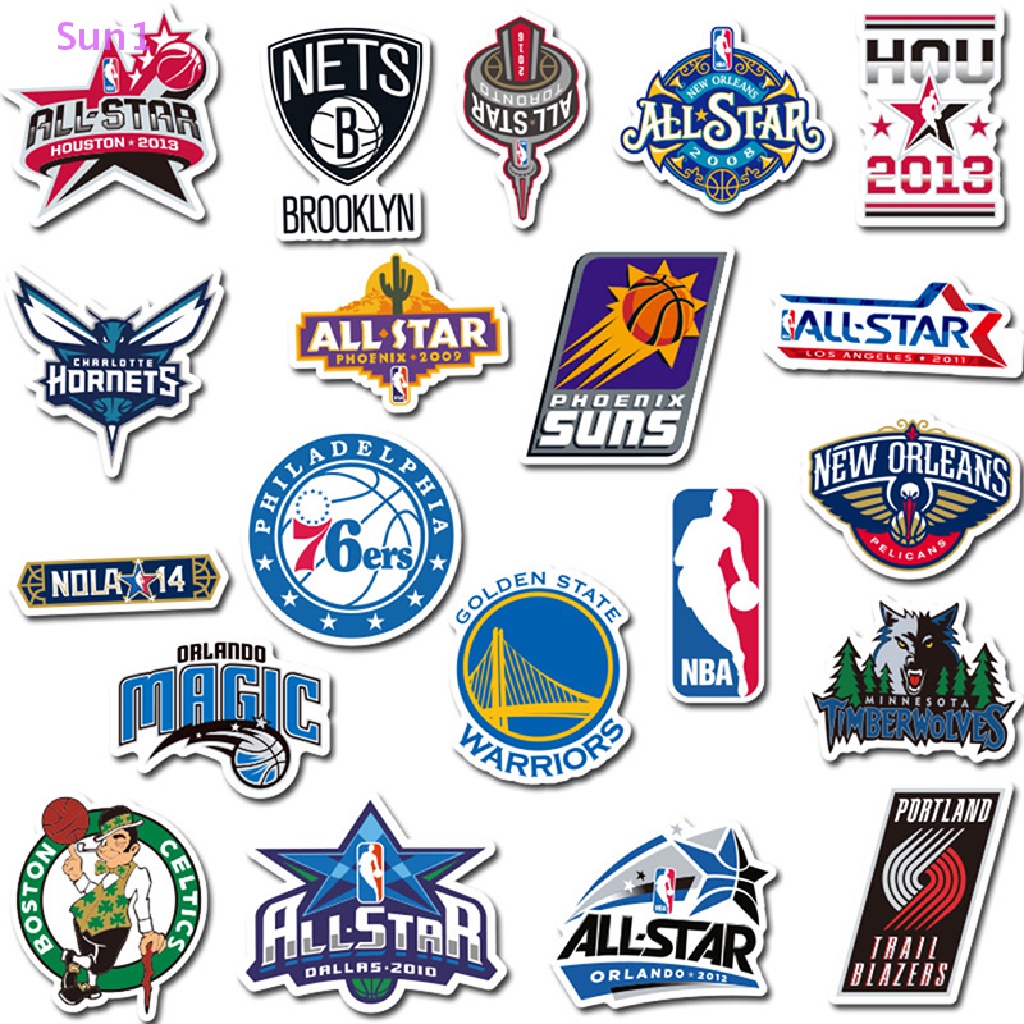 Set 50 Miếng Dán Trang Trí Hình Đội NBA Chống Nước
