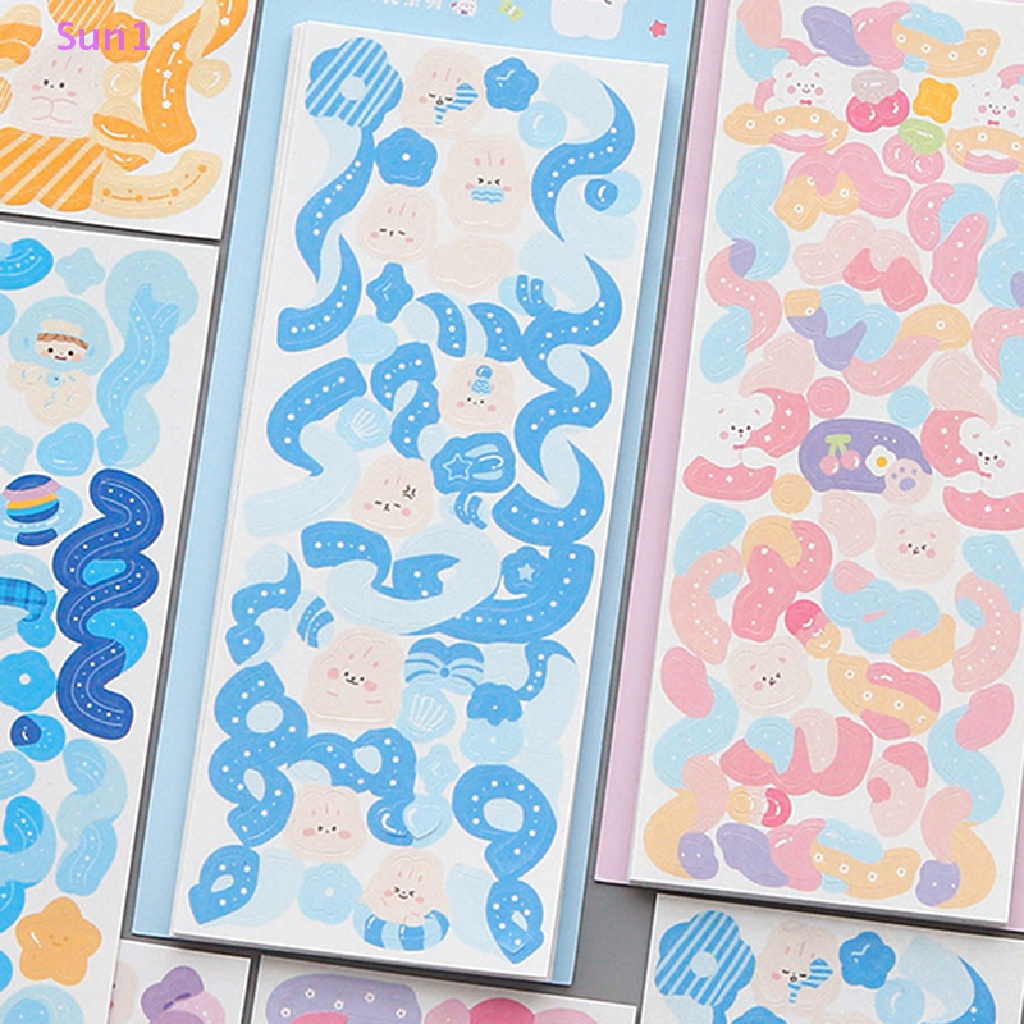 Sun1 > 12 Tờ Nhãn Dán Ruy Băng Màu Mưa Trang Trí Album Ảnh DIY