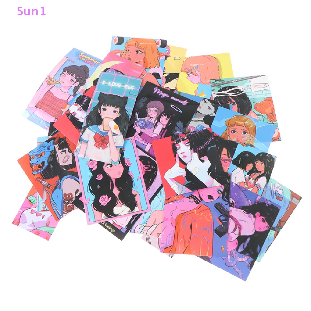 Set 37 Miếng Dán Hình Cô Gái Anime Nhật Bản Trang Trí Điện Thoại Laptop Vali DIY