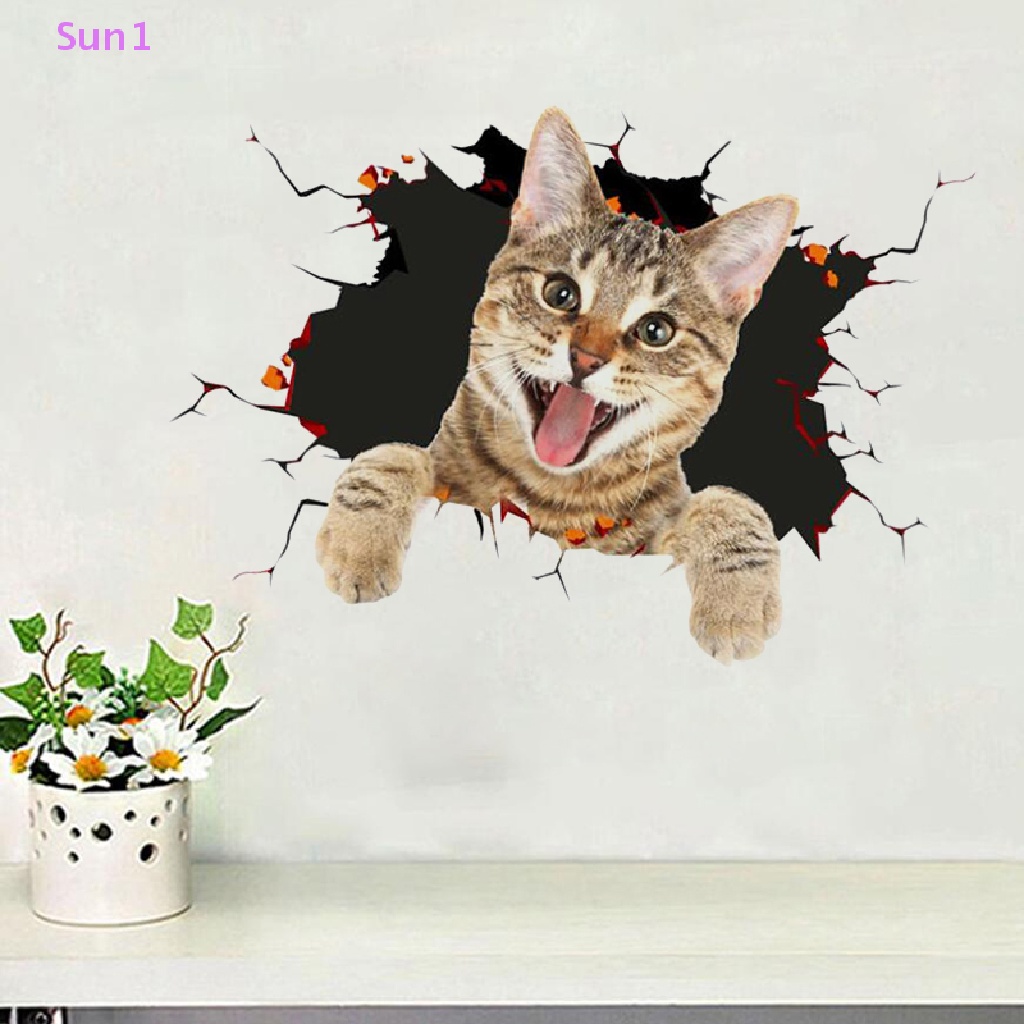 Miếng Dán Tường Hình Mèo 3D Dễ Thương Vui Nhộn Chống Nước Sun1 > Trang Trí Nhà Tắm