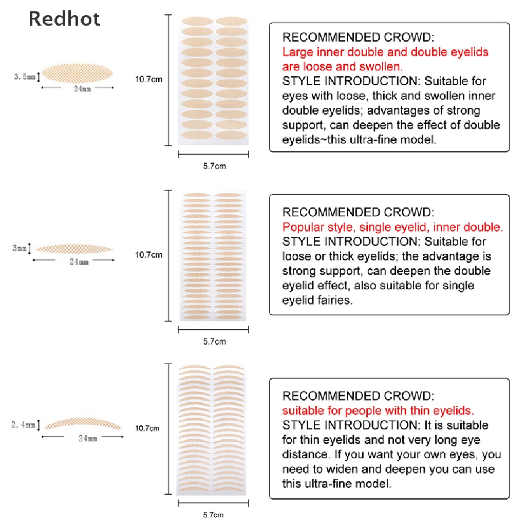 &lt; Redhot &gt; Cuộn 480 Miếng Dán Kích Mí Vô Hình Tự Dính Dành Cho Mũ Trùm Đầu