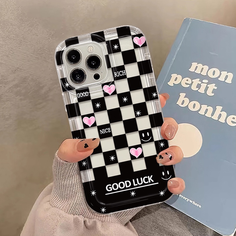 Ốp Điện Thoại Silicon TPU Mềm Trong Suốt Họa Tiết Ca Rô Dễ Thương Cho IPhone 14 13 12 11 Pro XS Max X XR 7 8 Plus