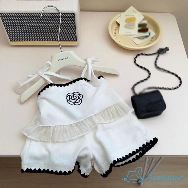 Set Đồ Mùa Hè 2 Món Gồm Áo Hai Dây + Quần Ngắn Bằng Vải Cotton Thời Trang Cho Bé Gái