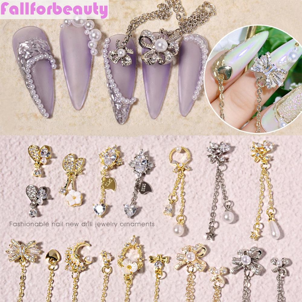 [Hàng mới về] Hạt đá đính trang trí móng nghệ thuật DIY mặt nơ hoa bướm zircon phối dây kim loại và vòng thời trang