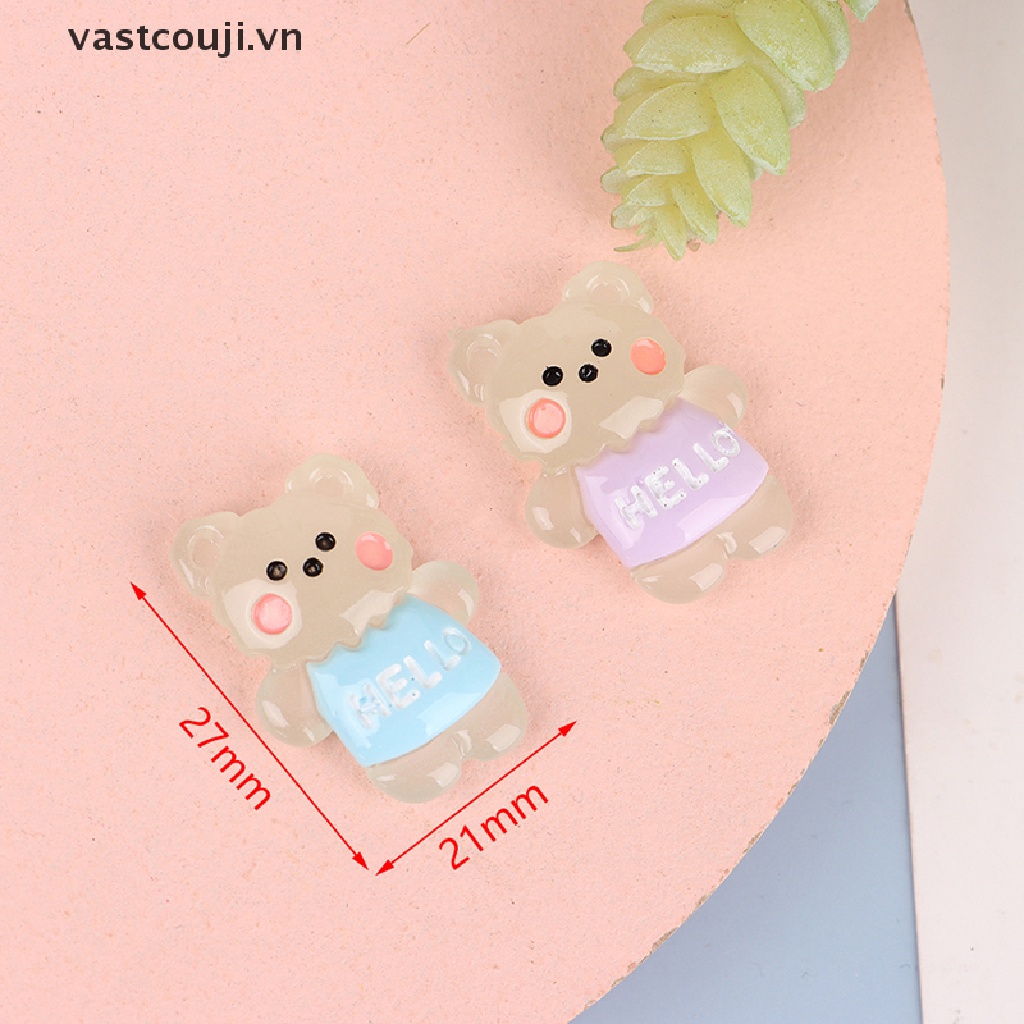 Bộ 2 Gấu Bông Mini Bằng Nhựa Phát Sáng Dùng Trang Trí DIY