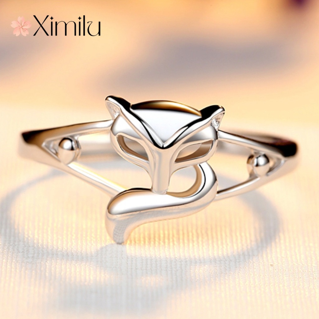 ♥ Nhẫn Mạ Bạc Hình Chú Cáo Nhỏ Dễ Thương Cho Nữ