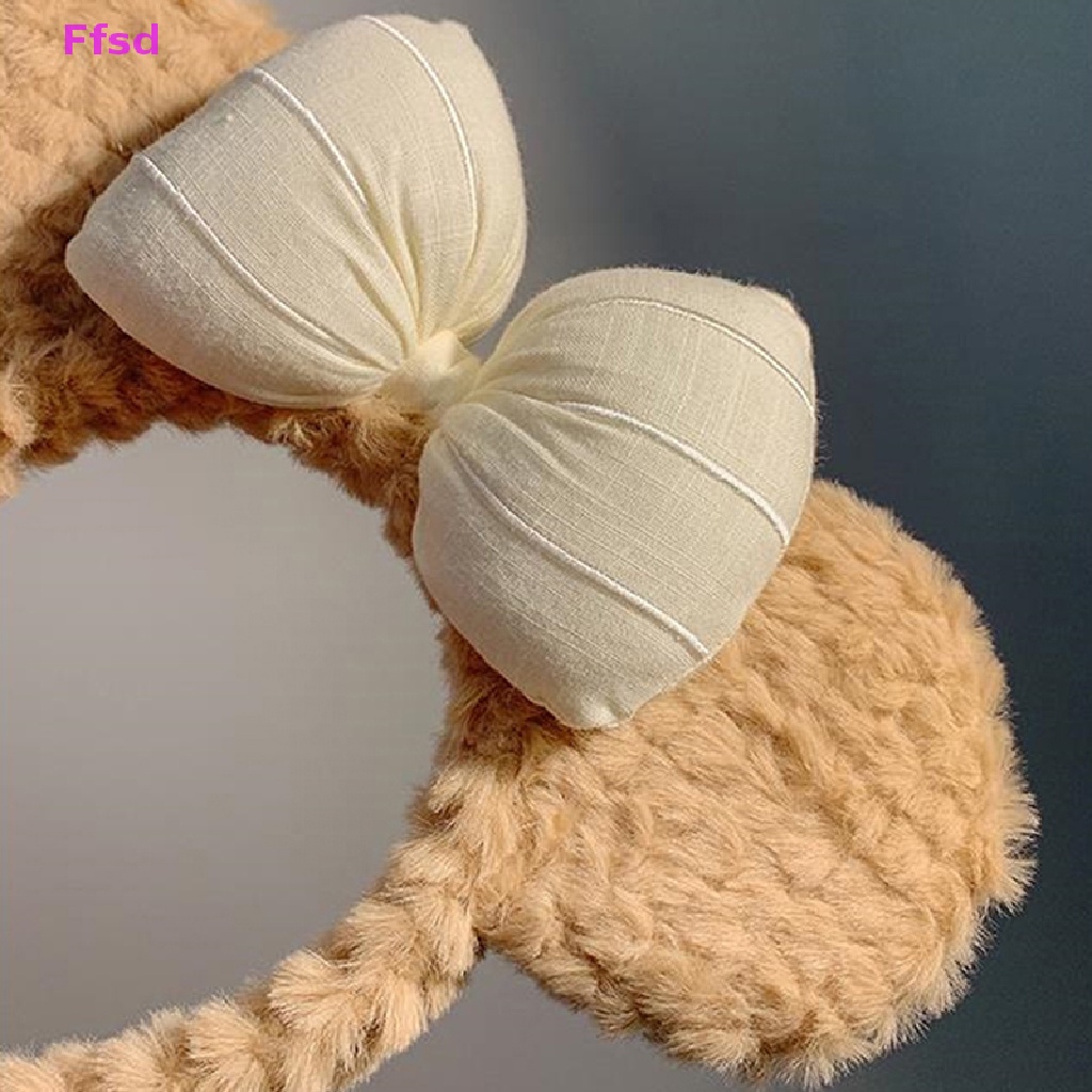 {Ffsd} Băng Đô Cài Tóc Rửa Mặt Mùa Đông Đính Nơ Tai Gấu Nhỏ Dễ Thương Cho Nữ * Bán Chạy