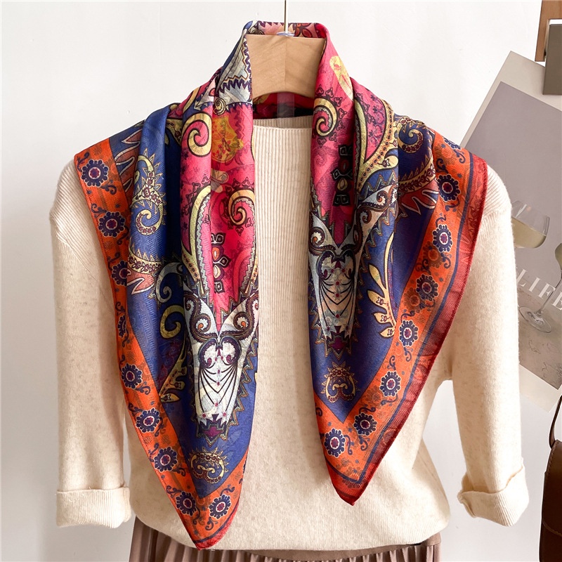 Khăn Choàng Cổ Hình Vuông Bằng Vải Nhung Mỏng In Họa Tiết Động Vật Cá Tính Thời Trang Xuân Hè Mới
