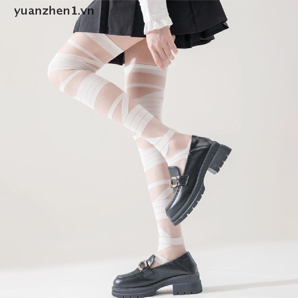 1 Cặp Tất Len Trắng Dài Đến Đầu Gối Phối Dây Đan Chéo Phong Cách Lolita Gợi Cảm Cho Nữ