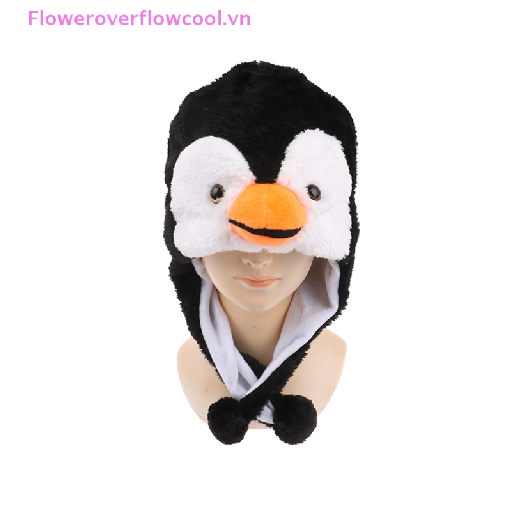 1 Mũ Trùm Đầu Giữ Ấm Hình Chim Cánh Cụt Hoạt Hình