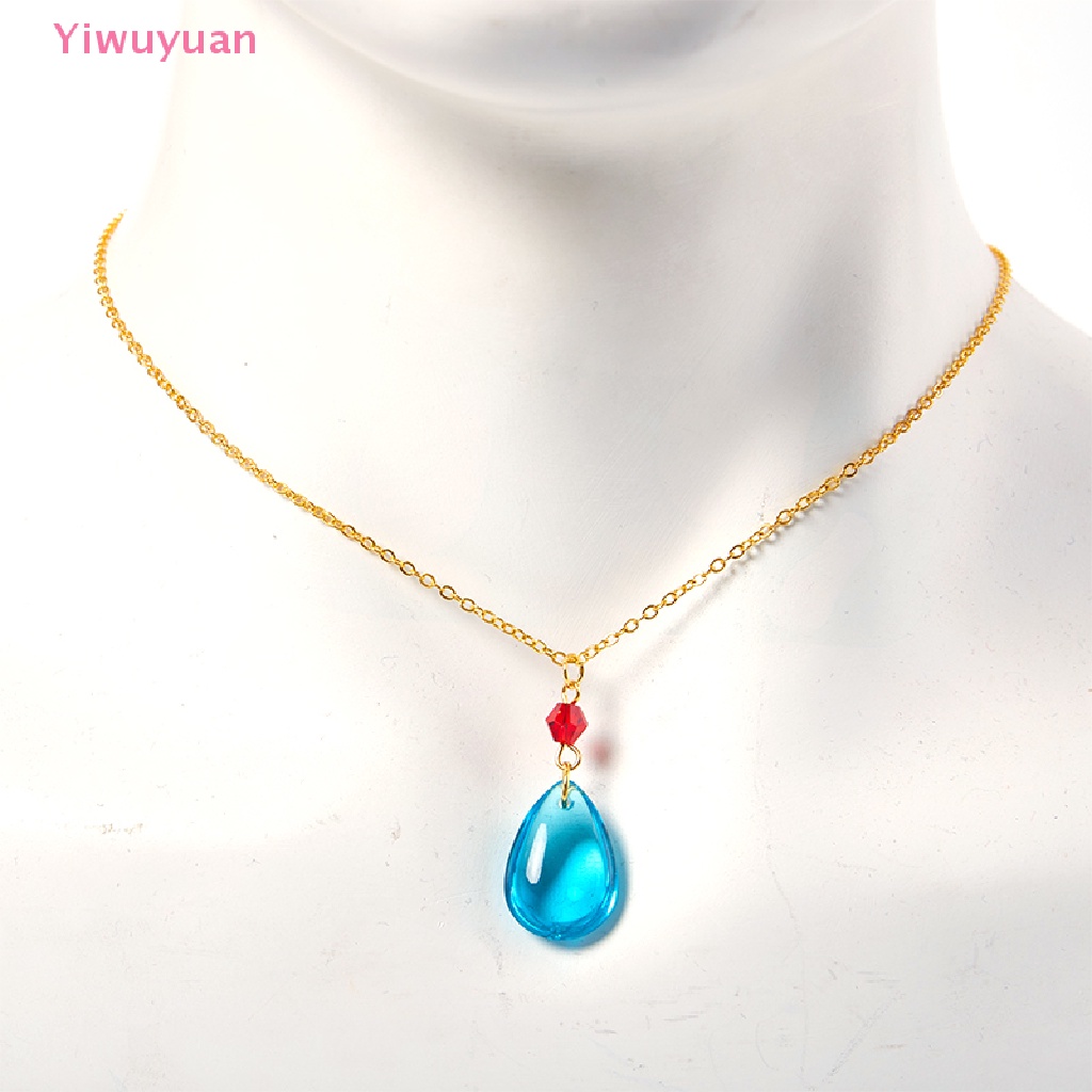 < Yiwuyuan > Vòng cổ Pha Lê Hình Giọt Nước Màu Xanh Dương Đơn Giản Phụ Kiện Hóa Trang Cho Nữ