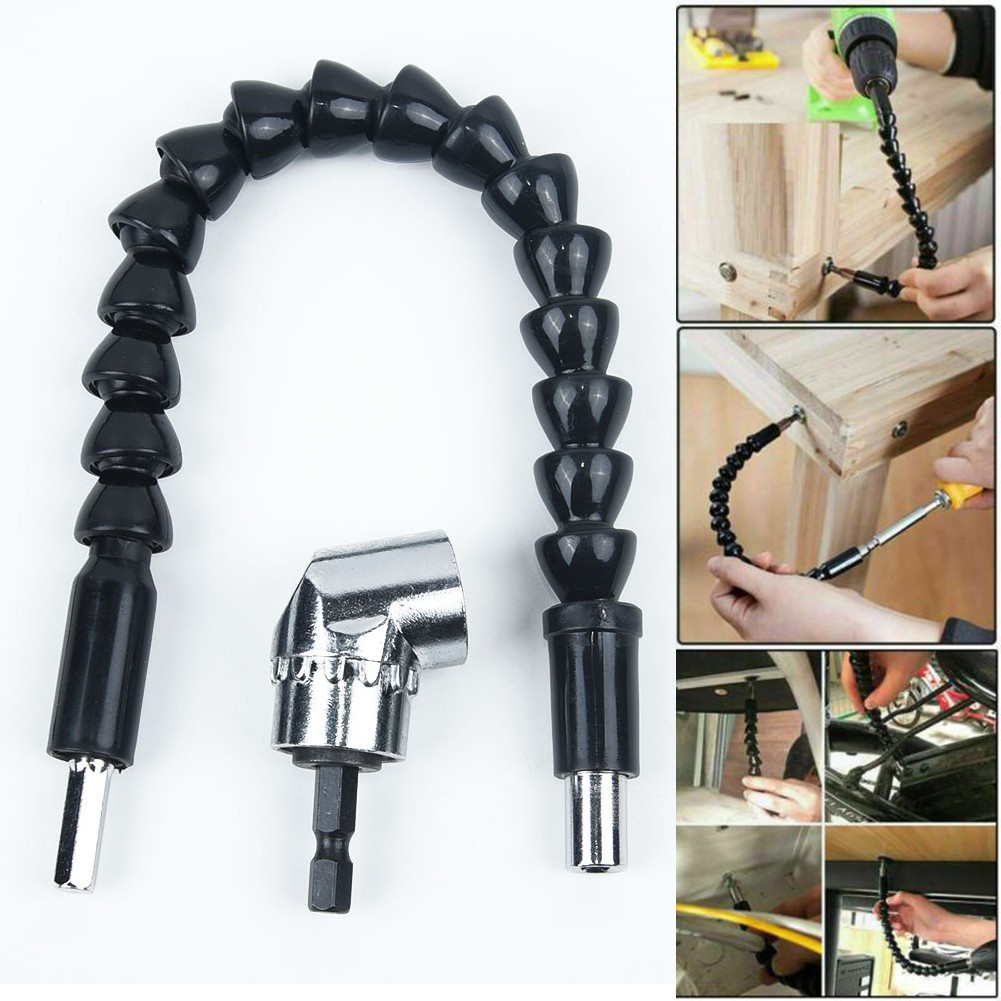 Set 2 Đầu Nối Dài Mũi Khoan Góc Phải Linh Hoạt Giá Đỡ