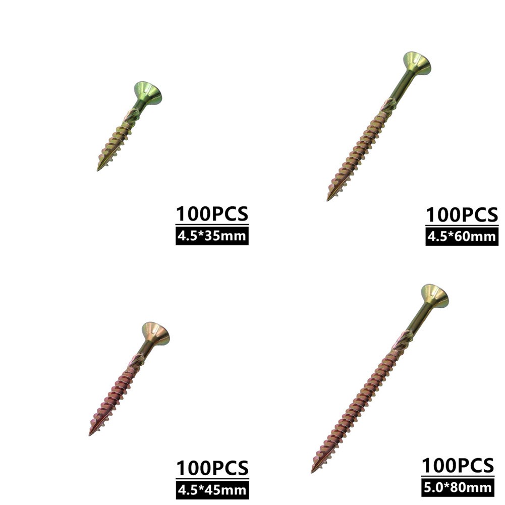 Set 100 Đinh Vít Đầu Dẹt T25 Chuyên Dụng Gia Công Vật Liệu Gỗ